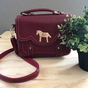 Red Vegan Leather Horse Accent Bag